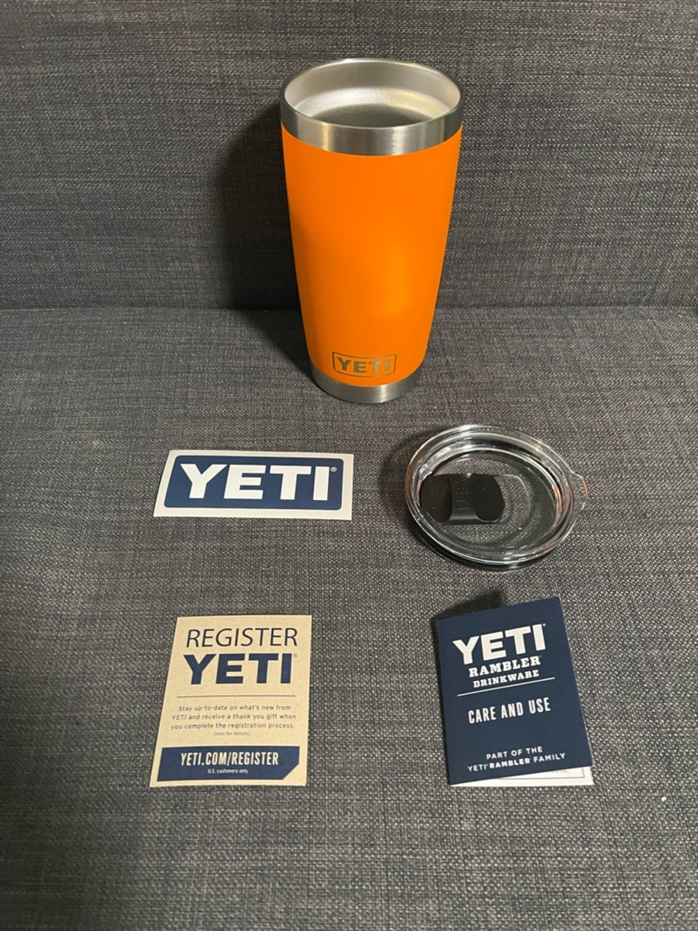 Yeti Sunset Rambler Tumbler with Clear Lid and Sticker Set